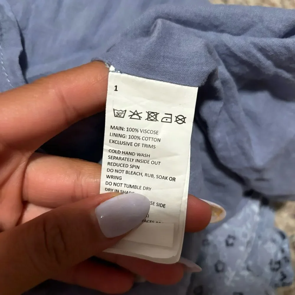 Bardot Girl's Georgie Frill Dress Blue Floral- Size 16